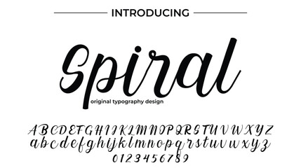 Spiral Font Stylish brush painted an uppercase vector letters, alphabet, typeface