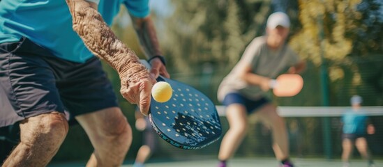 Senior Man Playing Pickleball, Close-Up