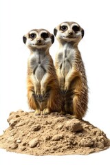 Fototapeta premium Meerkats on dirt mound