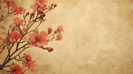 Delicate Pink Flowers on Vintage Background