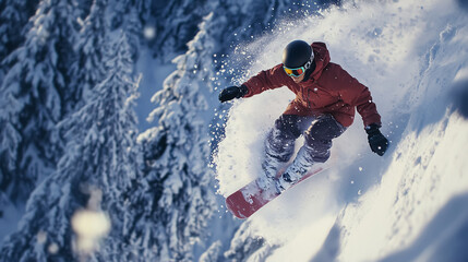 Snowboarding.