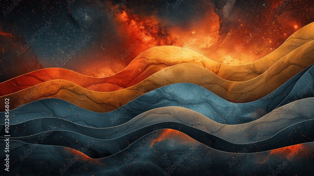 Poster retro wave psychedelic gradient background with vintage colors and swirling patterns