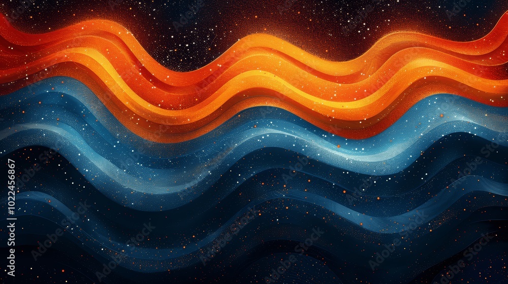 Poster retro abstract colorful wave background with 70s 80s vibes, psychedelic gradient, grainy texture, st