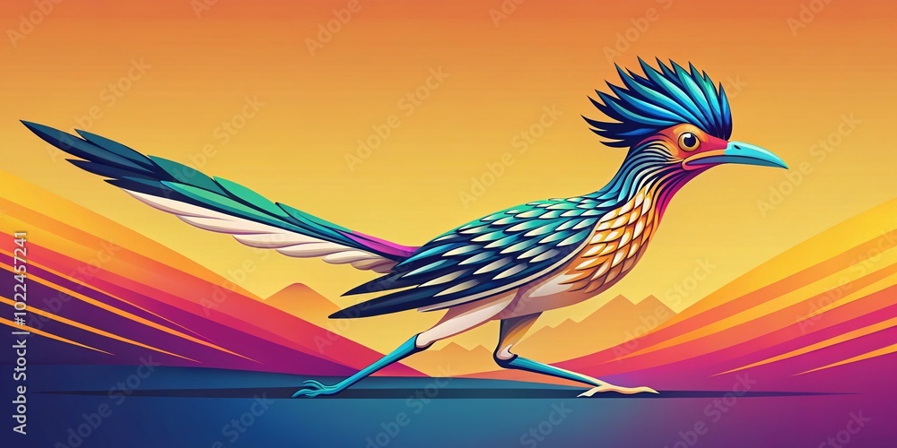 Poster roadrunner logo design - high dynamic range vector symbol for graphic design projects