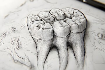 Obraz premium Detailed Pen and Ink Sketch of Human Molars