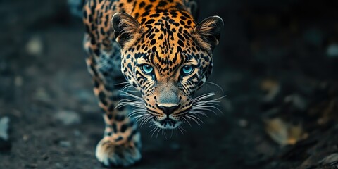 Obraz premium Leopard close-up with blue eyes