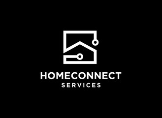 A minimalist logo featuring a house outline and connecting dots, representing home services.