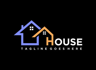 A logo featuring stylized houses, emphasizing real estate or home-related services.