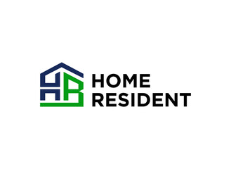 A logo design featuring a house symbol and the text 