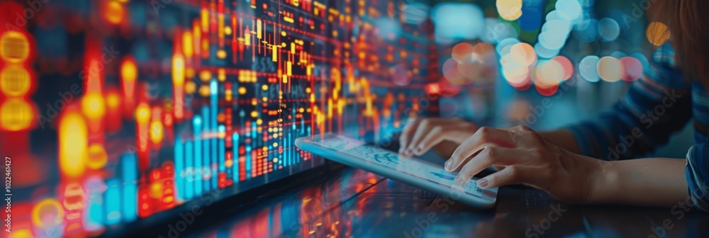 Poster business team using tablets for data analysis financial charts market insights and kpi dashboard for