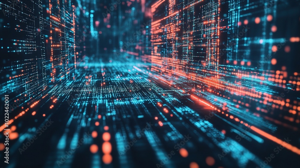 Poster digital data stream in virtual environment