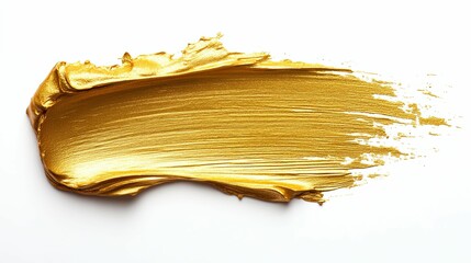 Abstract Golden Paint Stroke on White Background