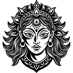 Durga Face in Happy Durga Puja Festival