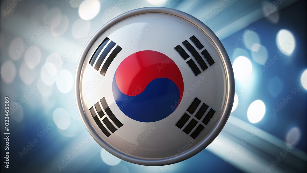 Poster south korea flag circle icon in high depth of field for vector image design