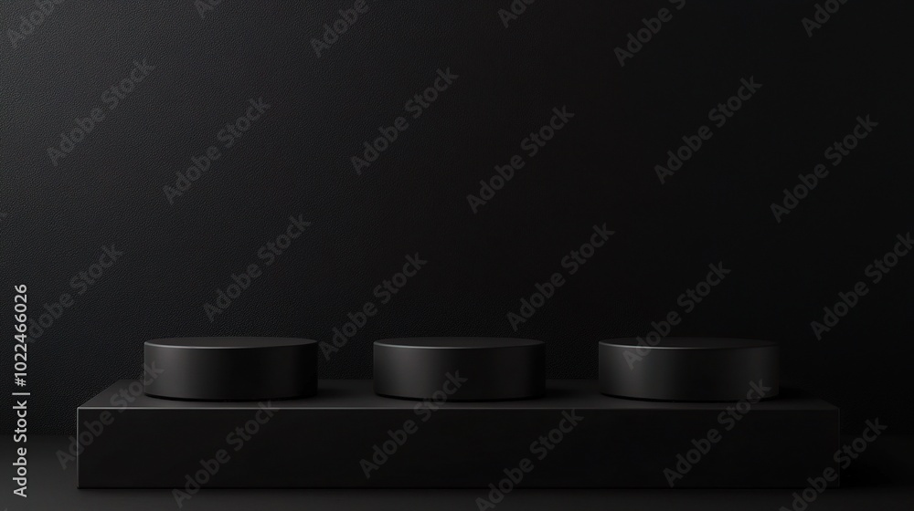 Poster minimalist black objects on dark background