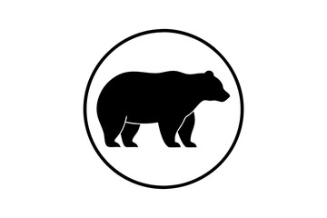 Bear icon circular logo vector, bear silhouette vector