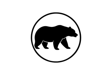 Bear icon circular logo vector, bear silhouette vector