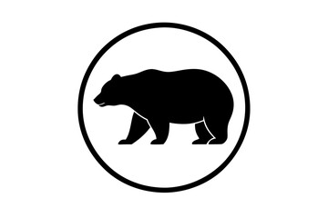 Bear icon circular logo vector, bear silhouette vector