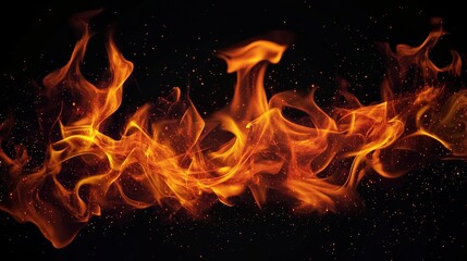 Fototapeta premium Fiery flames on a black background
