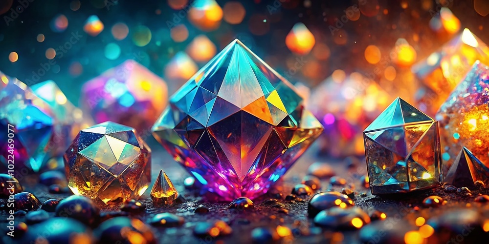 Poster stunning high dynamic range abstract crystal structure in vibrant colors and intricate patterns for 