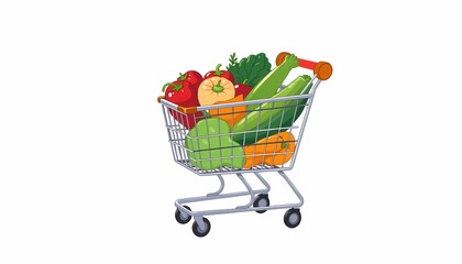 Grocery-Filled Shopping Cart