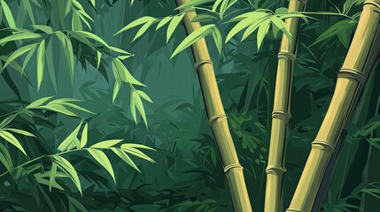 Lush Green Bamboo Forest with Sunlight Filtering Through the Leaves