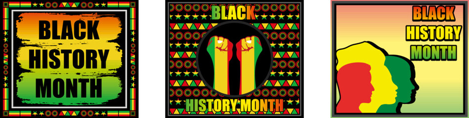 African American History. Juneteenth and t-shirt designs. Black History Month. Set flat vector modern illustration