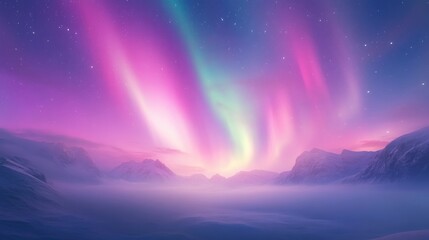 Obraz premium beautiful aurora with pink and purple colors