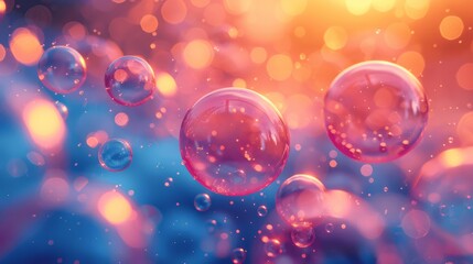 colorful flying soap bubbles background with bokeh and blurred effects, vibrant colors and hyper realistic photography, desktop wallpaper aspect ratio 16:9
