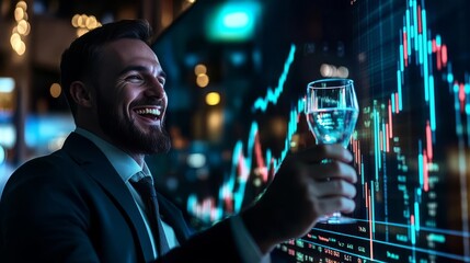 A businessman grinning widely