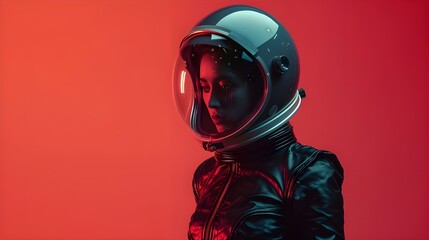  Women wearing a robot suit with with a helmet