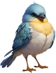 Fototapeta premium Fluffy bird cartoon clipart for children’s educational videos.