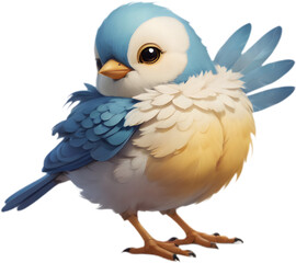 Obraz premium Adorable fluffy bird cartoon clipart for holiday-themed graphics.