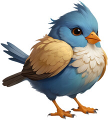 Fototapeta premium Gentle fluffy bird cartoon clipart for calming visuals.