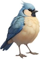 Fototapeta premium Cute fluffy bird cartoon clipart for birthday party invitations.