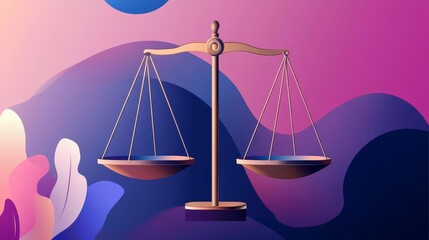Equality scales, balanced translucent layers, flat design illustration