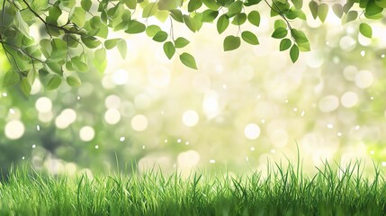 Fototapeta premium Fresh Green Leaves in Soft Natural Background