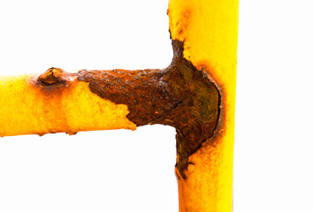 Close-up of corroded steel pipe, corrosion severe of steel, general corrosion, offshore petroleum pipelines.