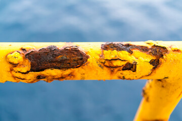 Close-up of corroded steel pipe, corrosion severe of steel, general corrosion, offshore petroleum pipelines.