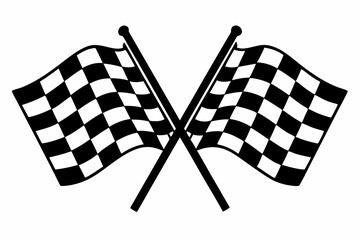 Fototapeta premium two crossed checkered Flag NASCAR Racing flag, sports finish line flag silhouette vector 