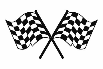 two crossed checkered Flag NASCAR Racing flag, sports finish line flag silhouette vector 