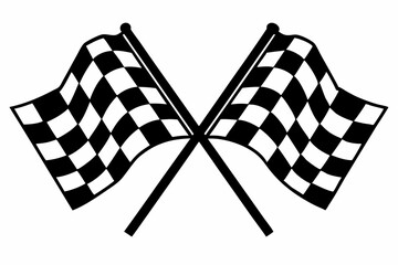 two crossed checkered Flag NASCAR Racing flag, sports finish line flag silhouette vector 