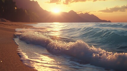 Serene Sunset Over Calm Ocean Waves