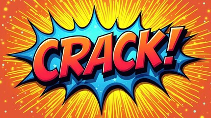 Fototapeta premium Colorful comic book style explosion with crack text