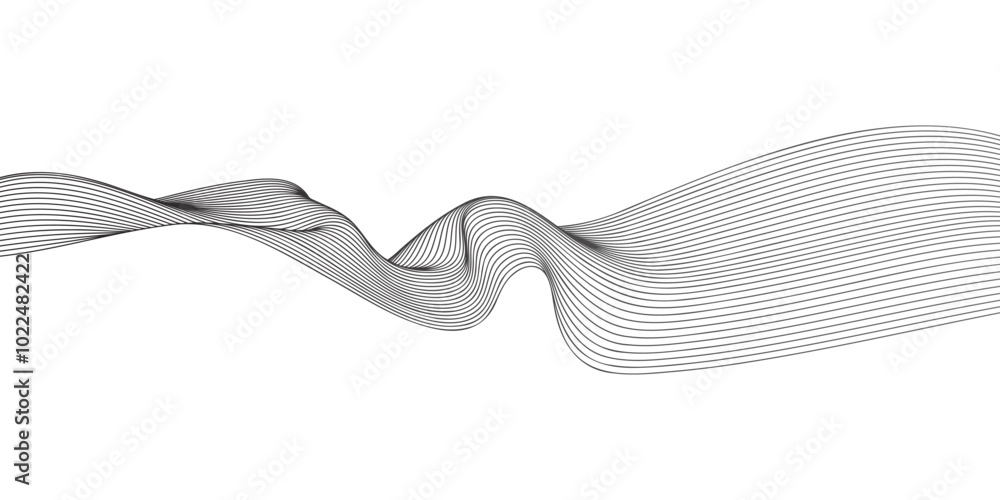 Aufkleber Abstract vector wavy lines flowing smooth curve black grey gradient color on transparent background in concept of technology, science, music, modern.