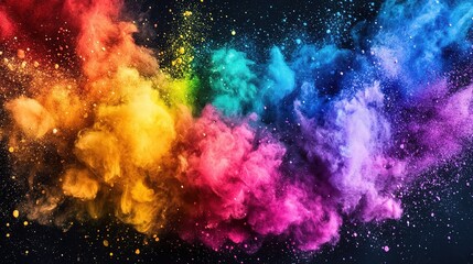 Fototapeta premium Vibrant Colorful Smoke Burst Against Black Background