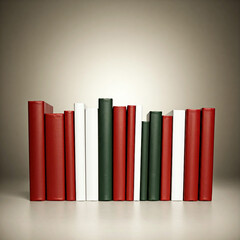 books in a row. old books on shelf, colorful books cover in a book shelf. stack of books and pile...