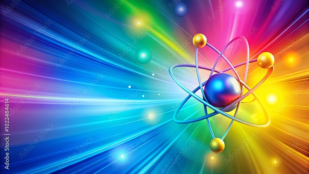 Aufkleber vibrant colorful background with atom symbol for science and technology concepts