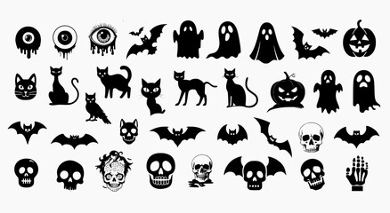 set of icons Halloween themed design on white background.
