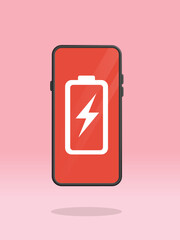 Smartphone Battery Empty Screen Charger Plugged